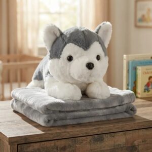 💖🐢🐱 Peluche Con Cobija Suave Y Acogedora 2 En 1 Lobo🐮🐺💖