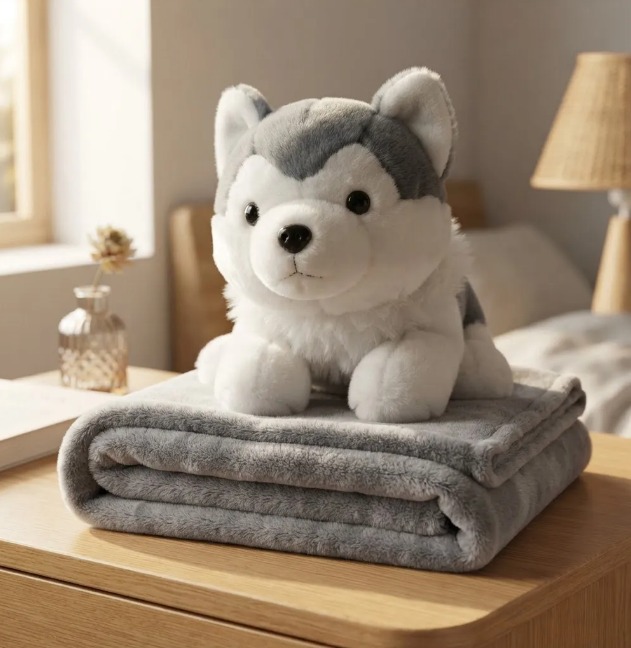 💖🐢🐱 Peluche Con Cobija Suave Y Acogedora 2 En 1 Lobo🐮🐺💖 - Image 4