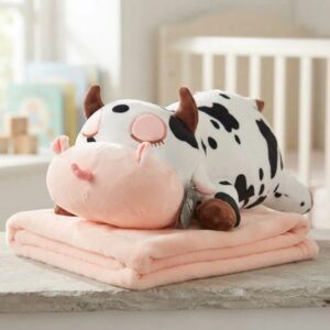 💖🐢🐱 Peluche Con Cobija Suave Y Acogedora 2 En 1 Vaca🐮🐺💖