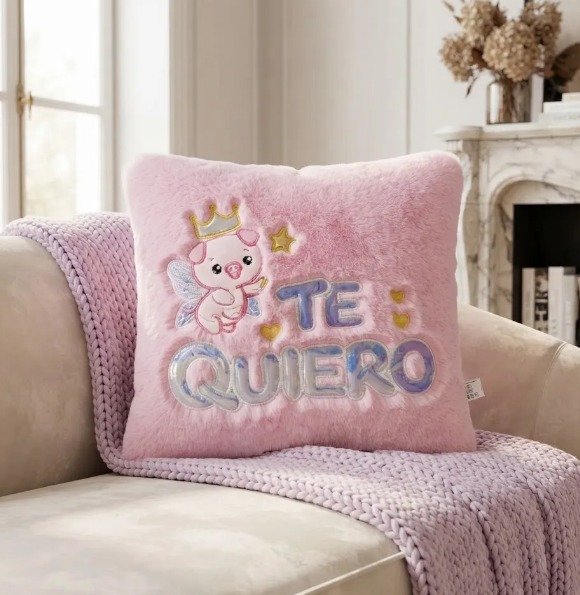 🐷💗 Cojín Decorativo Rosado Cerdito Peluche Suave Te Quiero✨🎀