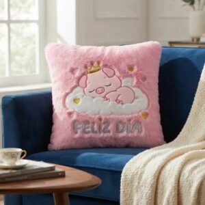 🐷💗 Cojín Decorativo Rosado Cerdito Peluche Suave Feliz Dia✨🎀