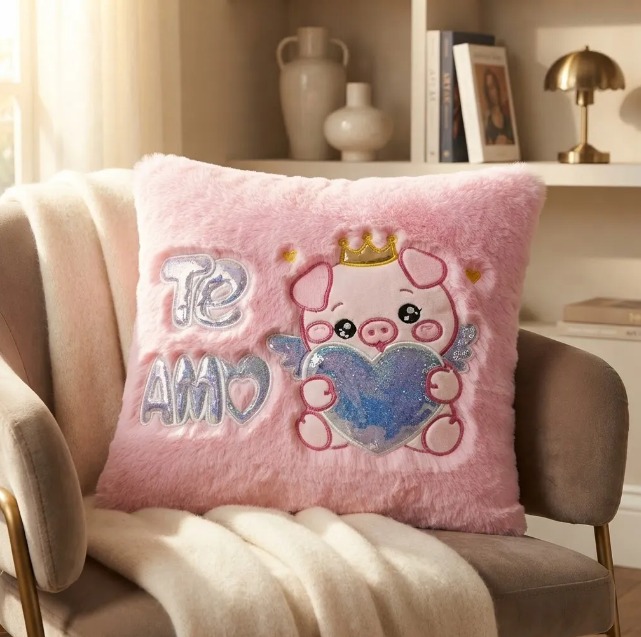🐷💗 Cojín Decorativo Rosado Cerdito Peluche Suave Te Amo✨🎀 - Image 8