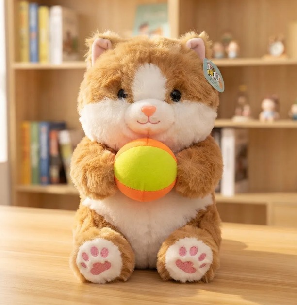 🐱⚽ Peluche Gato Con Pelota De Colores 30 cm Amarillo🌈✨ - Image 4