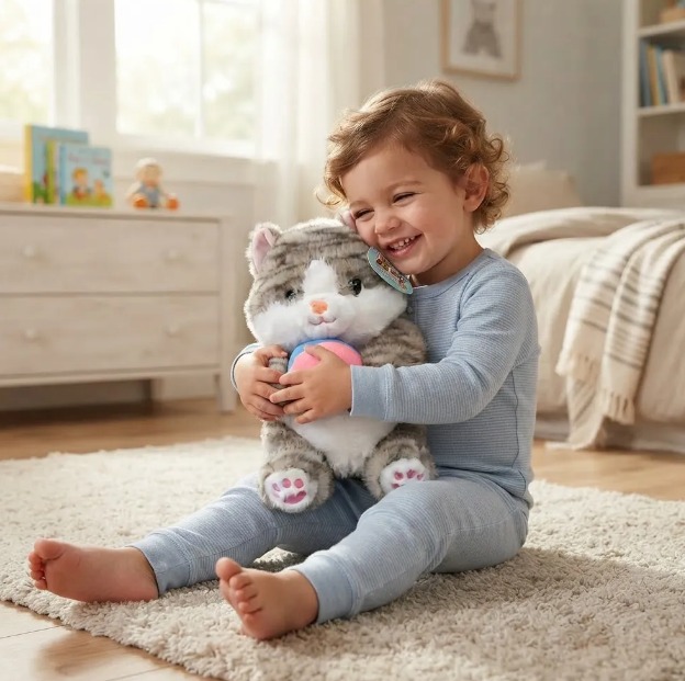 🐱⚽ Peluche Gato Con Pelota De Colores 30 cm Gris🌈✨ - Image 4