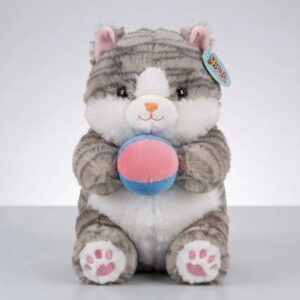 🐱⚽ Peluche Gato Con Pelota De Colores 30 cm Gris🌈✨