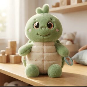 🐢💚 Peluche Tortuga Verde Con Beige Ojos Grandes 33cm🐢✨