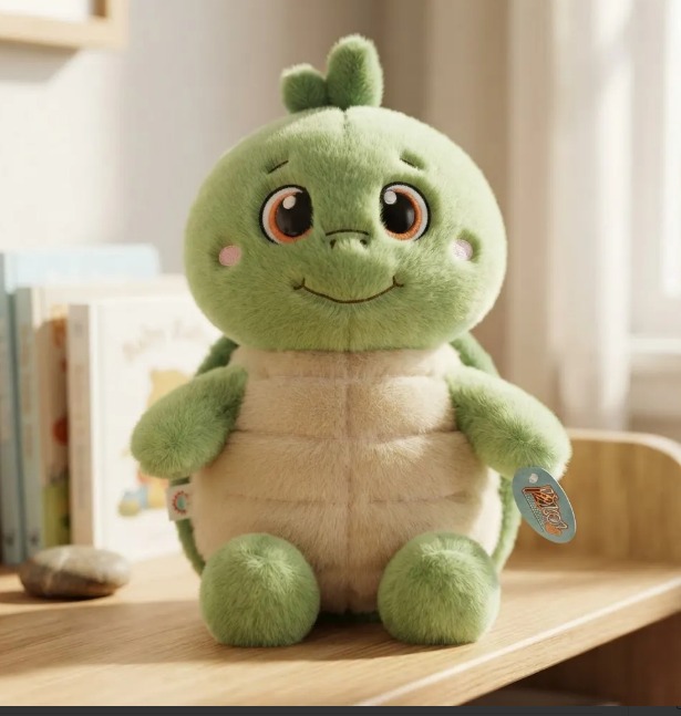 🐢💚Peluche Tortuga Verde Con Beige Ojos Grandes 45cm🐢✨