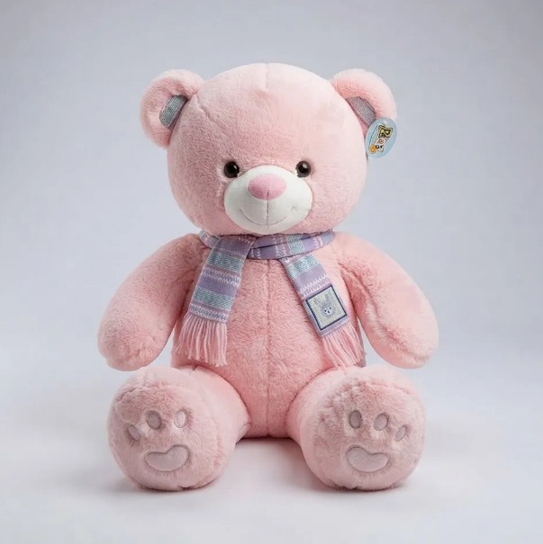 🧸💜 Oso De Peluche Grande 78 cm Suave Con Bufanda Rosado🎀✨ - Image 2