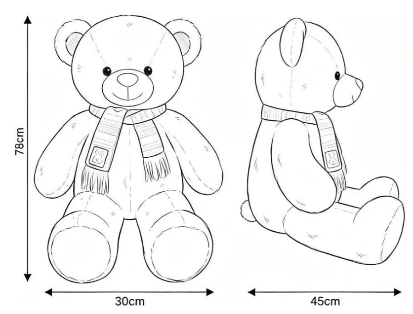 🧸💜 Oso De Peluche Grande 78 cm Suave Con Bufanda Rosado🎀✨ - Image 8