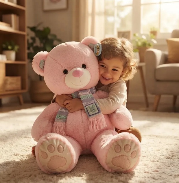 🧸💜 Oso De Peluche Grande 78 cm Suave Con Bufanda Rosado🎀✨ - Image 7