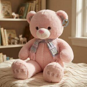 🧸💜 Oso De Peluche Grande 78 cm Suave Con Bufanda Rosado🎀✨