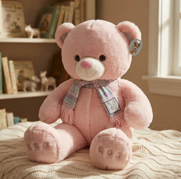 🧸💜 Oso De Peluche Grande 78 cm Suave Con Bufanda Rosado🎀✨