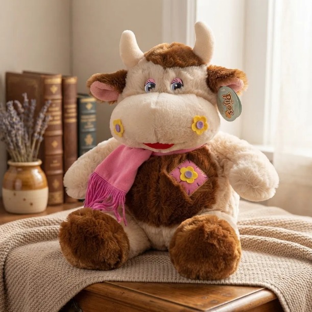 🐮💗Peluche De Vaca Suave Con Bufanda Rosada 40 cm🧸✨ - Image 4