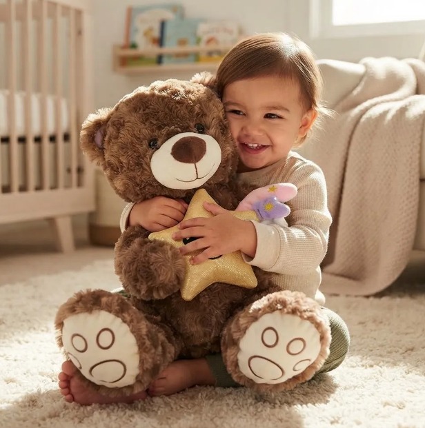 🧸⭐ Oso De Peluche Tierno Con Estrella Dorada 35 cm Chocolate💛✨ - Image 6