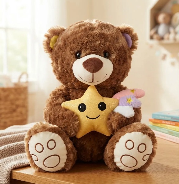 🧸⭐ Oso De Peluche Tierno Con Estrella Dorada 35 cm Chocolate💛✨ - Image 5