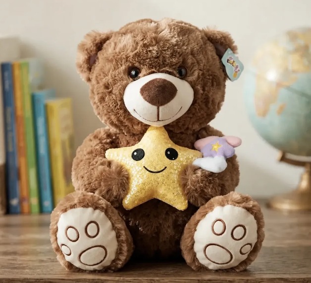 🧸⭐ Oso De Peluche Tierno Con Estrella Dorada 35 cm Chocolate💛✨ - Image 8