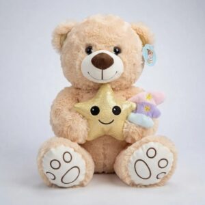 🧸⭐ Oso De Peluche Tierno Con Estrella Dorada 35 cm Crema💛✨