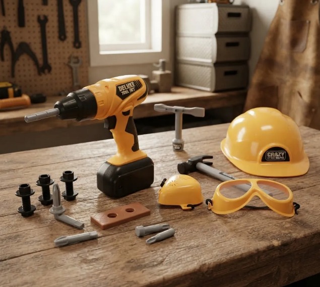🔨👷♂️ SET DE HERRAMIENTAS DE JUGUETE DELUXE PARA NIÑOS – 17 PIEZAS 🧰🔧 - Image 6