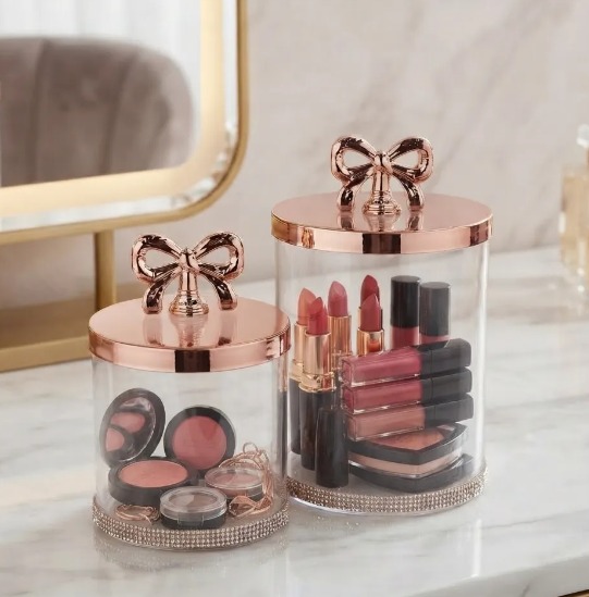 🎀✨ SET X2 TARROS ORGANIZADORES DE ACRÍLICO CON TAPA DE MOÑO ✨🎀 - Image 5