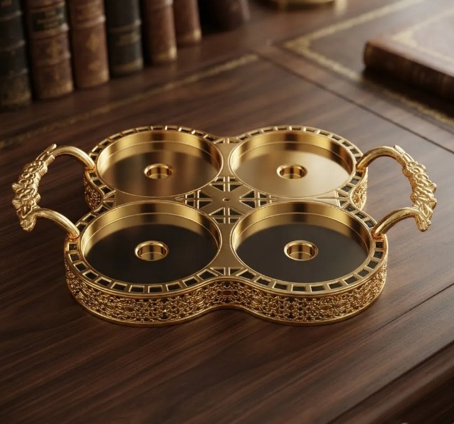 ✨🫙 SET X4 FRASCOS ORGANIZADORES CON BANDEJA DECORATIVA DE LUJO DORADO✨🏡 - Image 4