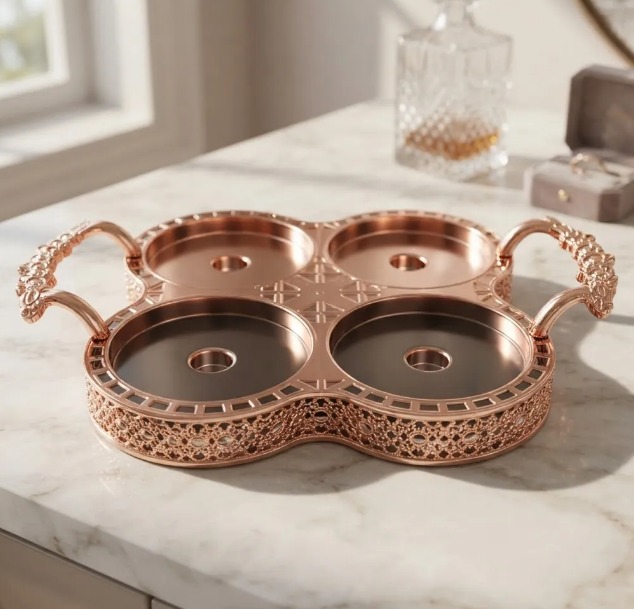 ✨🫙 SET X4 FRASCOS ORGANIZADORES CON BANDEJA DECORATIVA DE LUJO ORO ROSA✨🏡 - Image 2