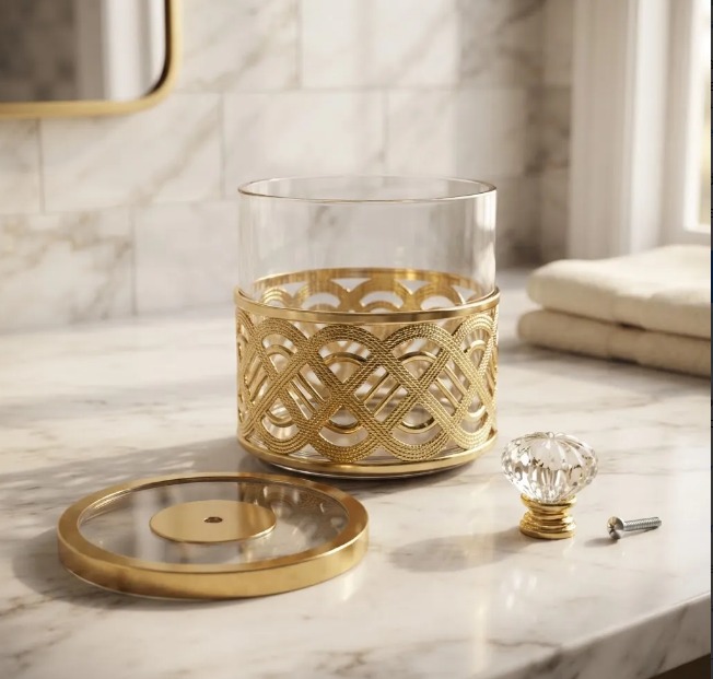 ✨🫙 SET X4 FRASCOS ORGANIZADORES CON BANDEJA DECORATIVA DE LUJO DORADO✨🏡 - Image 2