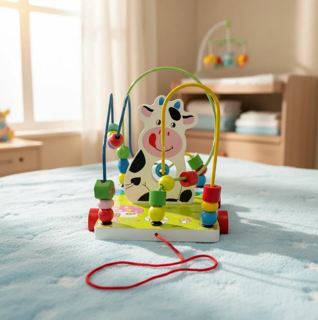 🌈🧸 Laberinto De Troncos Didáctico De Madera Colorido Para Niños Vaca🪵✨ - Image 2