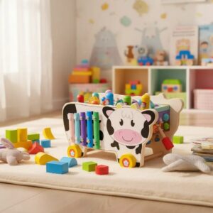 🐸🐮 Juguete Didáctico De Madera Golpea Animalitos Para Niños Vaquita🔨🌈