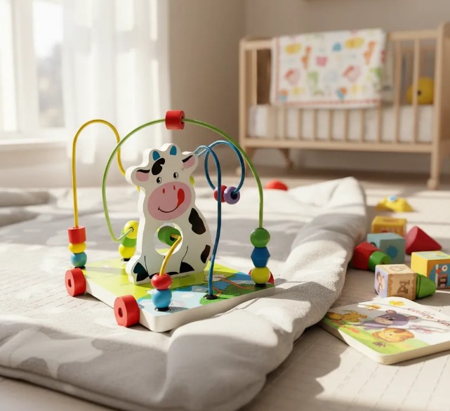 🌈🧸 Laberinto De Troncos Didáctico De Madera Colorido Para Niños Vaca🪵✨ - Image 3