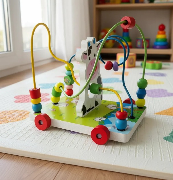 🌈🧸 Laberinto De Troncos Didáctico De Madera Colorido Para Niños Vaca🪵✨ - Image 4