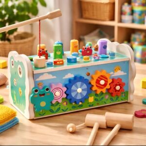 🐸🐮 Juguete Didáctico De Madera Golpea Animalitos Para Niños Sapito🔨🌈