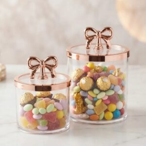 🎀✨ SET X2 TARROS ORGANIZADORES DE ACRÍLICO CON TAPA DE MOÑO ✨🎀