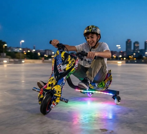 ⚡🏍️ TRICICLO ELÉCTRICO DRIFT TRIKE 360 CON LUCES LED – 350W MULTICOLOR🏁✨ - Image 2