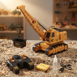 🏗️🚜 Grúa Oruga De Juguete A Control Remoto Con Gancho Elevador, Luces, Sonido Y Humo 💨✨