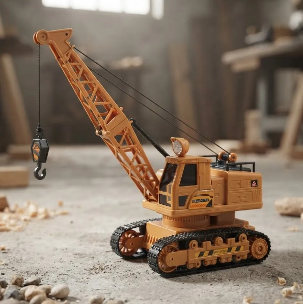 🏗️🚜 Grúa Oruga De Juguete A Control Remoto Con Gancho Elevador, Luces, Sonido Y Humo 💨✨ - Image 3